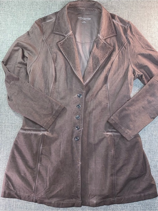 Soft Surroundings Jackets & Blazers - Soft Surroundings Grey Mineral Wash Knit Blazer Jacket Whimsigoth Size Large